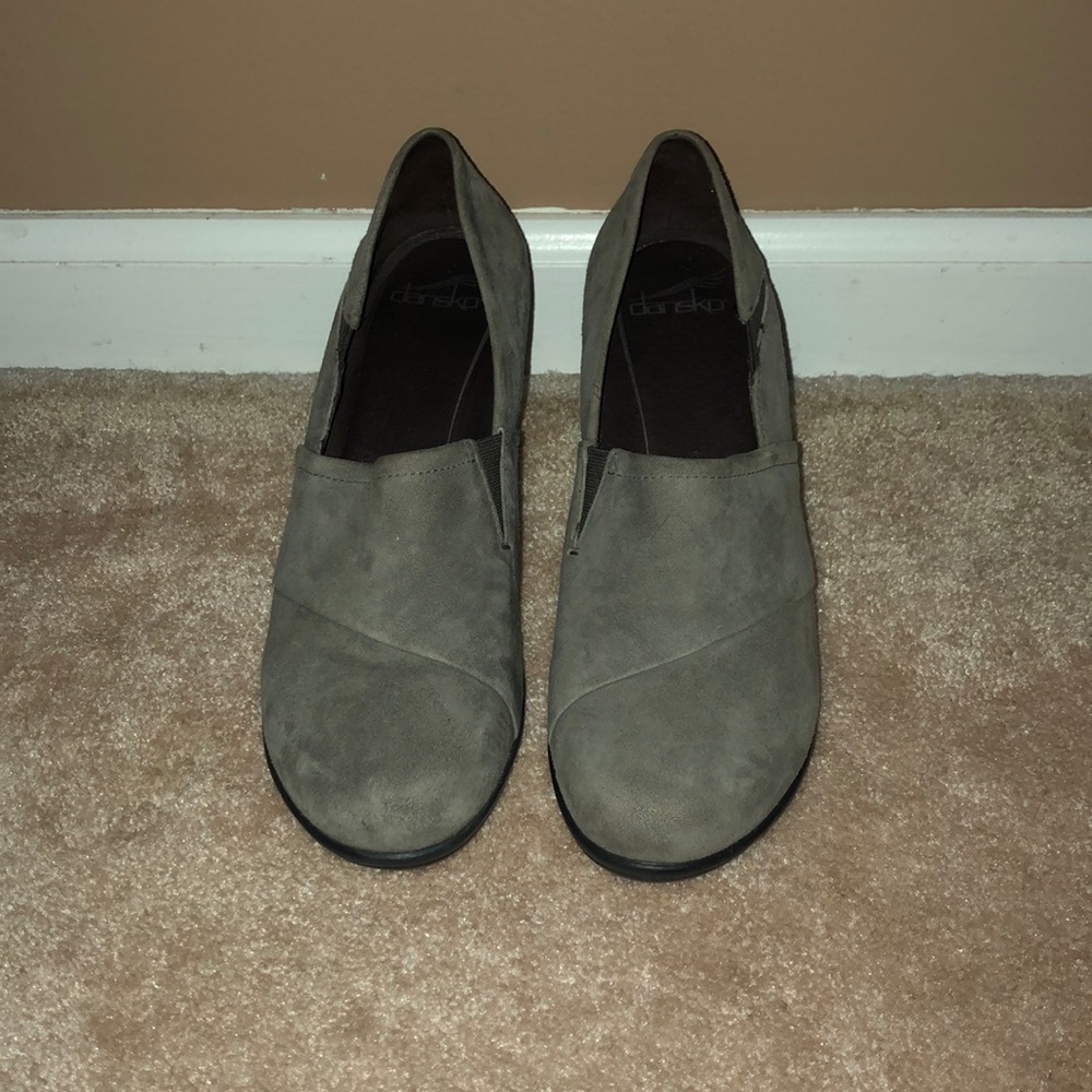 Dansko gray suede wedge